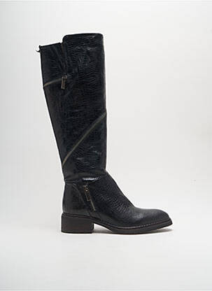 Bottes tissage satiné talon de 4 à 6cm noir REGARD femme