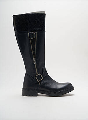 Bottes tissage satiné talon plat jusqu'à 3cm noir REGARD femme