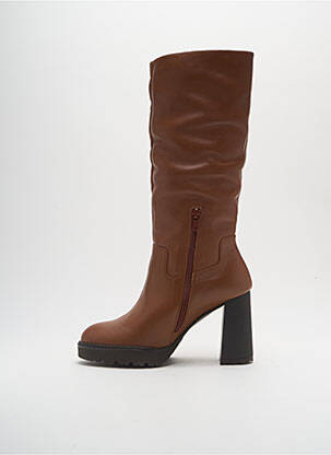 Bottes matière lisse talon de 7 à 9cm marron GADEA femme