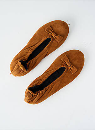 Chaussons/pantoufles semelle extérieure cuir talon plat jusqu'à 3cm marron GLOVE STORY femme