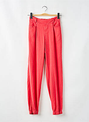 Pantalon droit taille élastique rose TIFFOSI femme