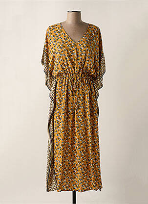 Robe longue imprimé fantaisie manches courtes jaune LOLA ESPELETA femme