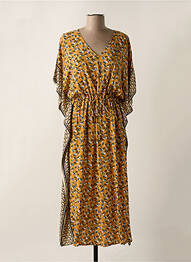 Robe longue imprimé fantaisie manches courtes jaune LOLA ESPELETA femme