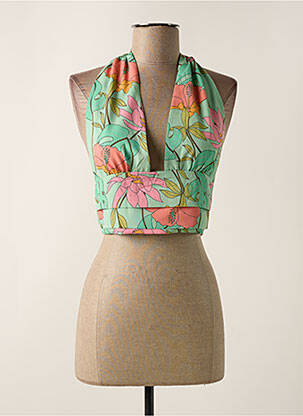 Top col v sans manche vert MOLLY BRACKEN femme