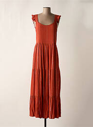 Robe longue tissage crêpe fines bretelles orange DEELUXE femme