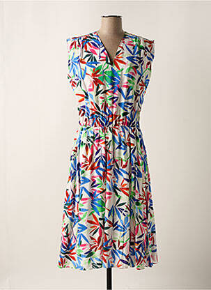 Robe mi-longue imprimé fleurs manches courtes blanc MOLLY BRACKEN femme