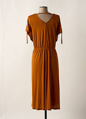 Robe mi-longue manches courtes manches courtes orange LOLA ESPELETA femme