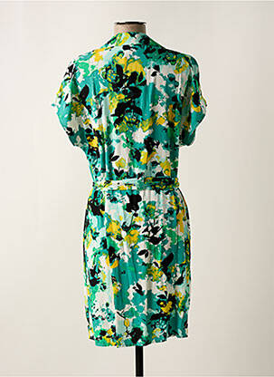 Robe mi-longue imprimé fleurs manches courtes vert VILA femme