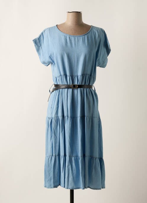 Robe mi-longue bleu QUATRE VINGT JOURS pour femme