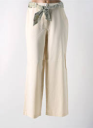 Pantalon large fermeture zippée sous rabat boutonné taille haute beige VILA femme