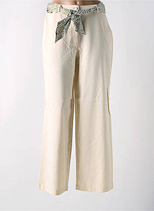 Pantalon large fermeture zippée sous rabat boutonné taille haute beige VILA femme