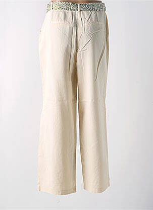 Pantalon large tissage popeline taille haute beige VILA femme