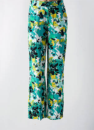 Pantalon large tissage popeline taille haute vert VILA femme