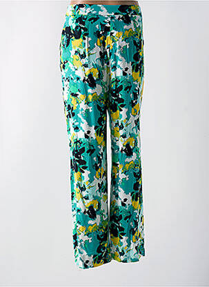 Pantalon large tissage popeline taille haute vert VILA femme