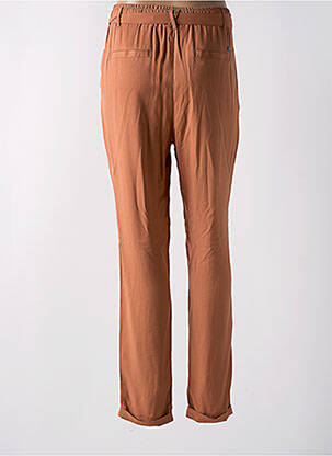 Pantalon droit tissage popeline taille haute marron DEELUXE femme