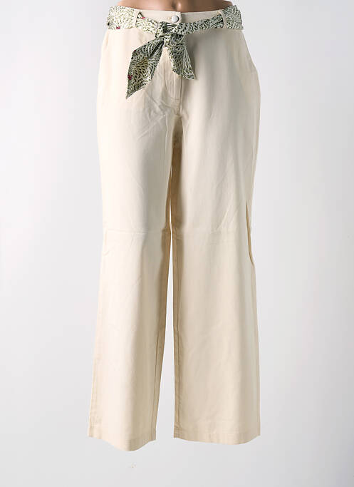 Pantalon large fermeture zippée sous rabat boutonné taille haute beige VILA femme