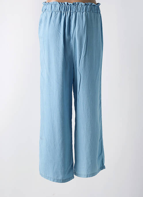 Pantalon large coupe fluide taille haute bleu TIFFOSI femme
