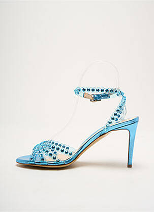 Sandales/nu pieds tissage satiné talon de 4 à 6cm bleu DE GRENELLE femme