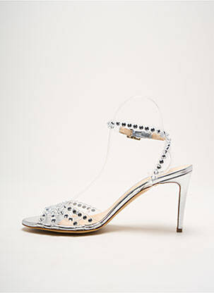 Sandales/nu pieds tissage satiné talon de 4 à 6cm argent DE GRENELLE femme