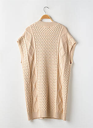 Robe pull resserrée sur le bas manches courtes beige L'ACADEMIE femme