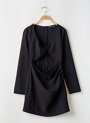Robe courte fermeture zippée au dos manches longues noir ZARA femme