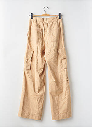 Pantalon large fermeture zippée sous rabat boutonné taille haute beige MONKI femme
