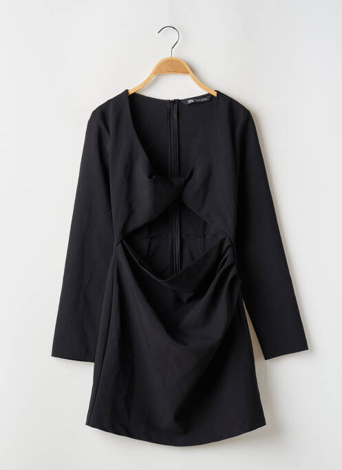 Robe courte fermeture zippée au dos manches longues noir ZARA femme