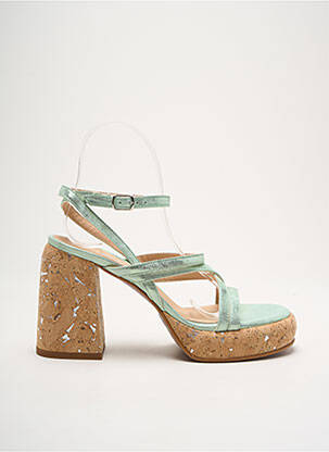 Sandales/nu pieds semi compensé talon de 7 à 9cm vert FRU.IT femme