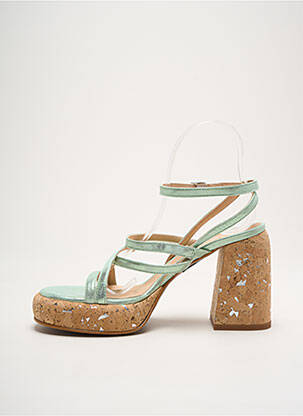 Sandales/nu pieds semi compensé talon de 7 à 9cm vert FRU.IT femme
