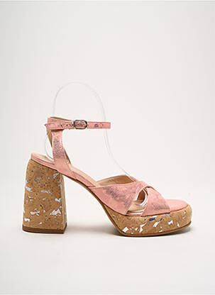 Sandales/nu pieds semi compensé talon de 7 à 9cm rose FRU.IT femme