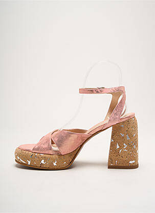 Sandales/nu pieds semi compensé talon de 7 à 9cm rose FRU.IT femme