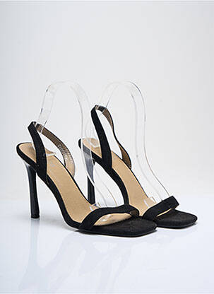 Sandales/nu pieds tissage satiné talon de 7 à 9cm noir BOOHOO femme
