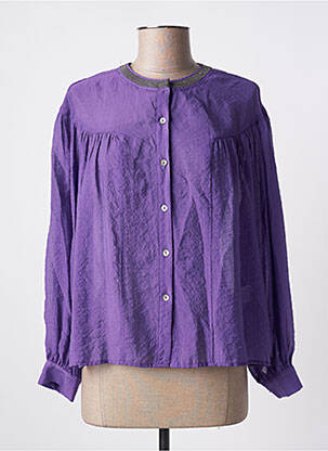 Chemisier col mao manches longues violet SEE U SOON femme
