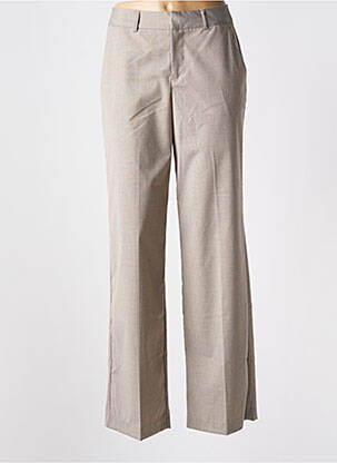 Pantalon droit fermeture zippée sous rabat avec crochet beige KAFFE femme