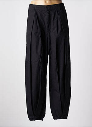 Pantalon droit fermeture zippée sous rabat boutonné noir IN WEAR femme
