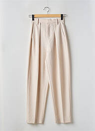 Pantalon droit fermeture zippée sous rabat boutonné beige IN WEAR femme