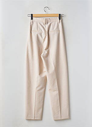 Pantalon droit fermeture zippée sous rabat boutonné beige IN WEAR femme