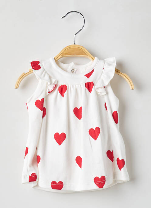 Robe mi-longue blanc PETIT BATEAU pour fille