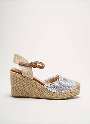 Espadrilles tissage satiné talon de 4 à 6cm argent VANESSA WU femme