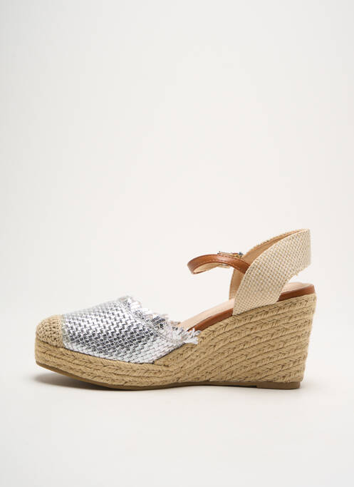 Espadrilles tissage satiné talon de 4 à 6cm argent VANESSA WU femme