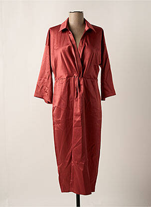 Robe mi-longue manches longues manches longues rouge LENNY B femme