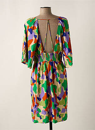 Robe mi-longue coupe fluide manches longues vert AN' GE femme