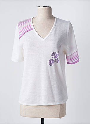 Pull coupe cintrée manches courtes violet GRIFFON femme