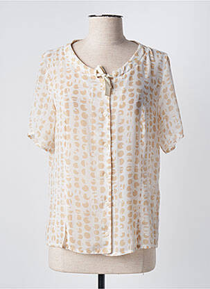 Chemisier tissage crêpe manches courtes beige CHRISTIAN MARRY femme