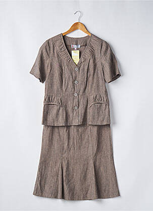 Ensemble jupe fermeture zippée sous rabat avec crochet marron TELMAIL femme