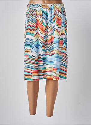 Jupe mi-longue stretch bleu SAINT CHARLES femme