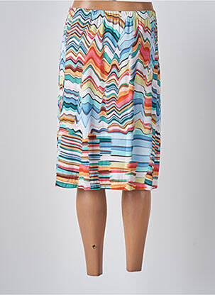 Jupe mi-longue stretch bleu SAINT CHARLES femme