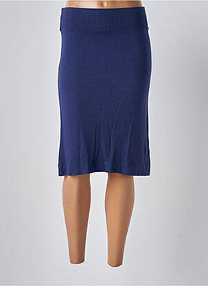 Jupe mi-longue stretch bleu MONTAGUT femme