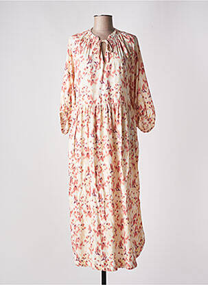 Robe longue coupe évasée manches 3/4 beige B.YOUNG femme