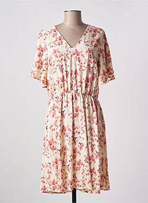 Robe mi-longue manches courtes manches courtes beige B.YOUNG femme